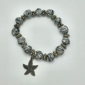 Beaded painted starfish charm bracelet
